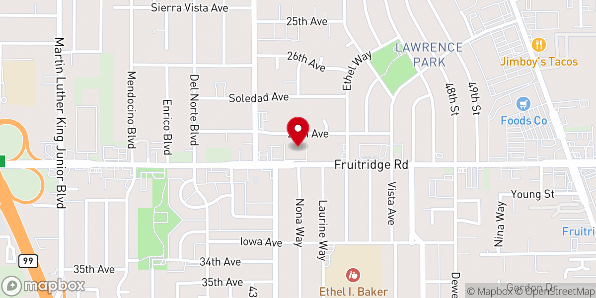 Map showing location of Fruitridge Christian Church