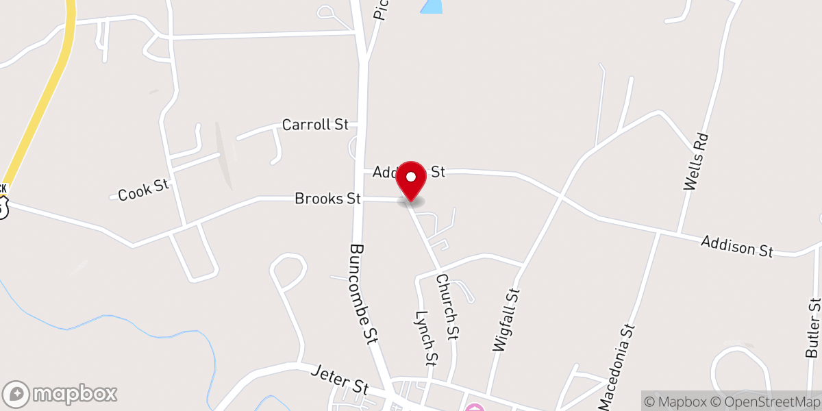 Map showing location of Furman University Monument