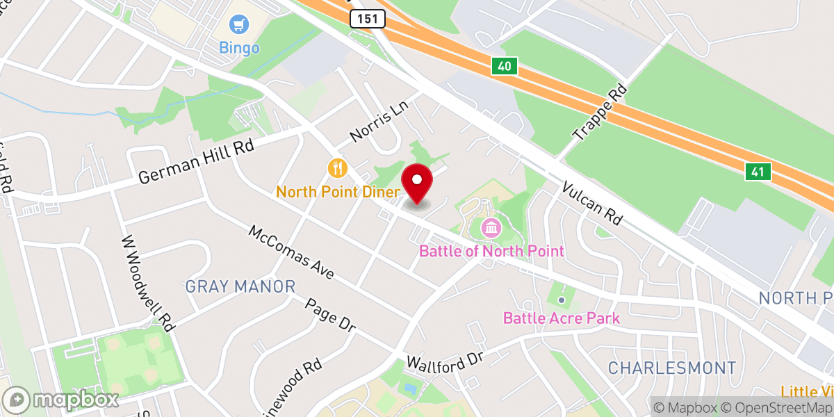 Map showing location of The Redeemed Evangelical Mission, Baltimore