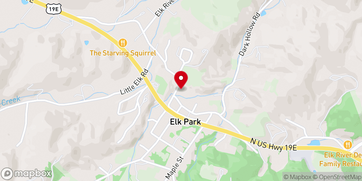 Map showing location of Elk Park Christian Church