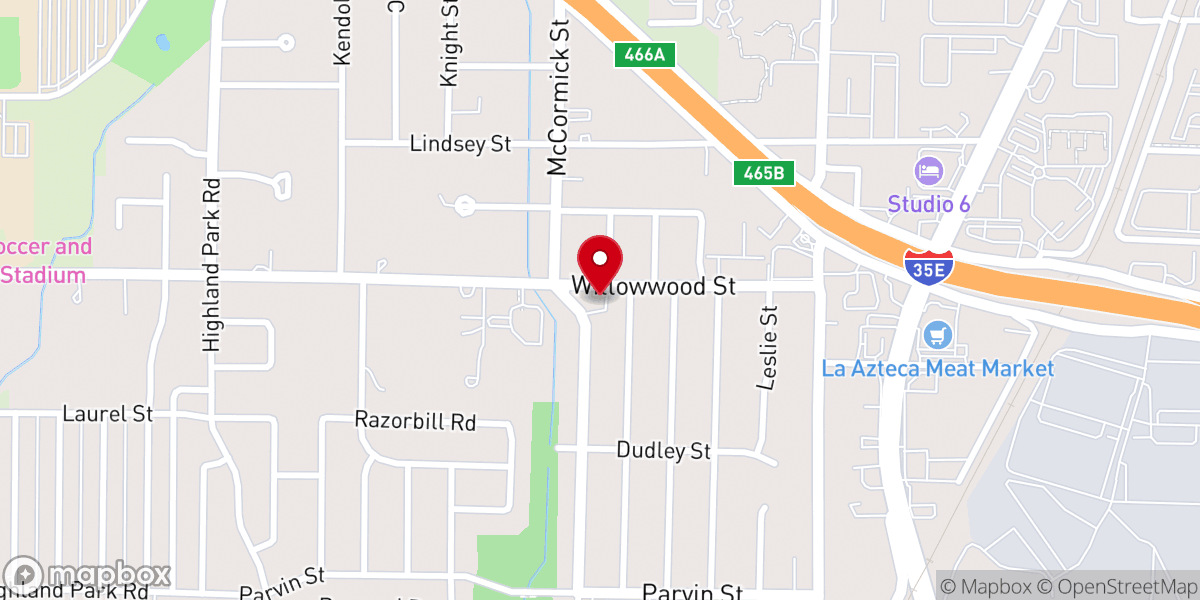 Map showing location of Calvary Chapel Denton