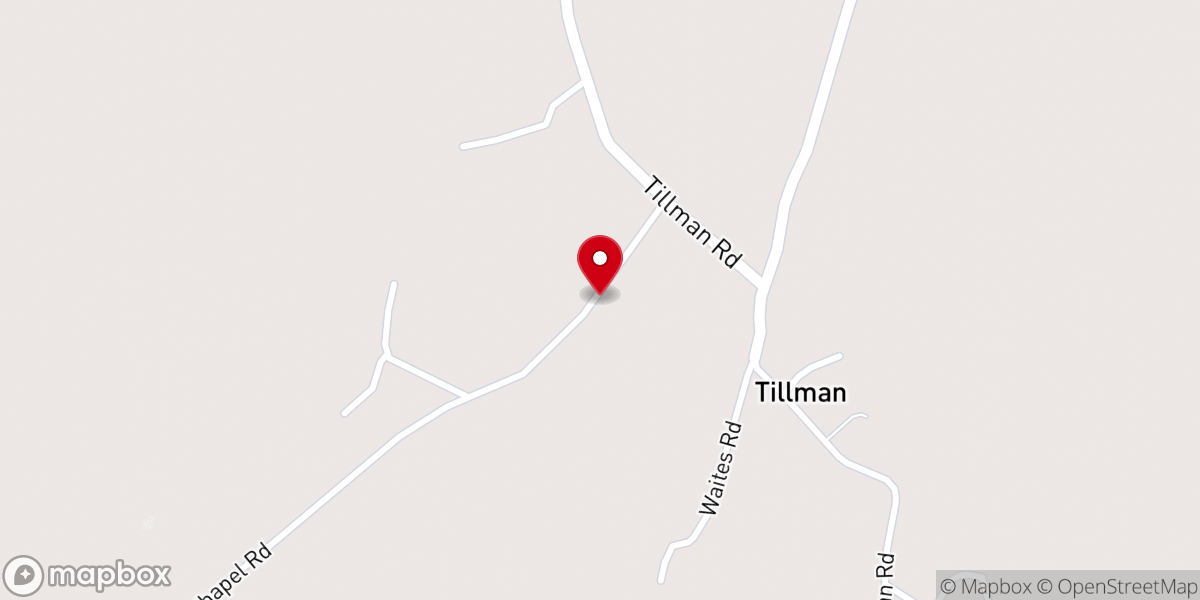 Map showing location of Tillman Chapel Church
