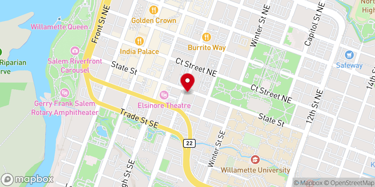 Map showing location of First United Methodist Church of Salem