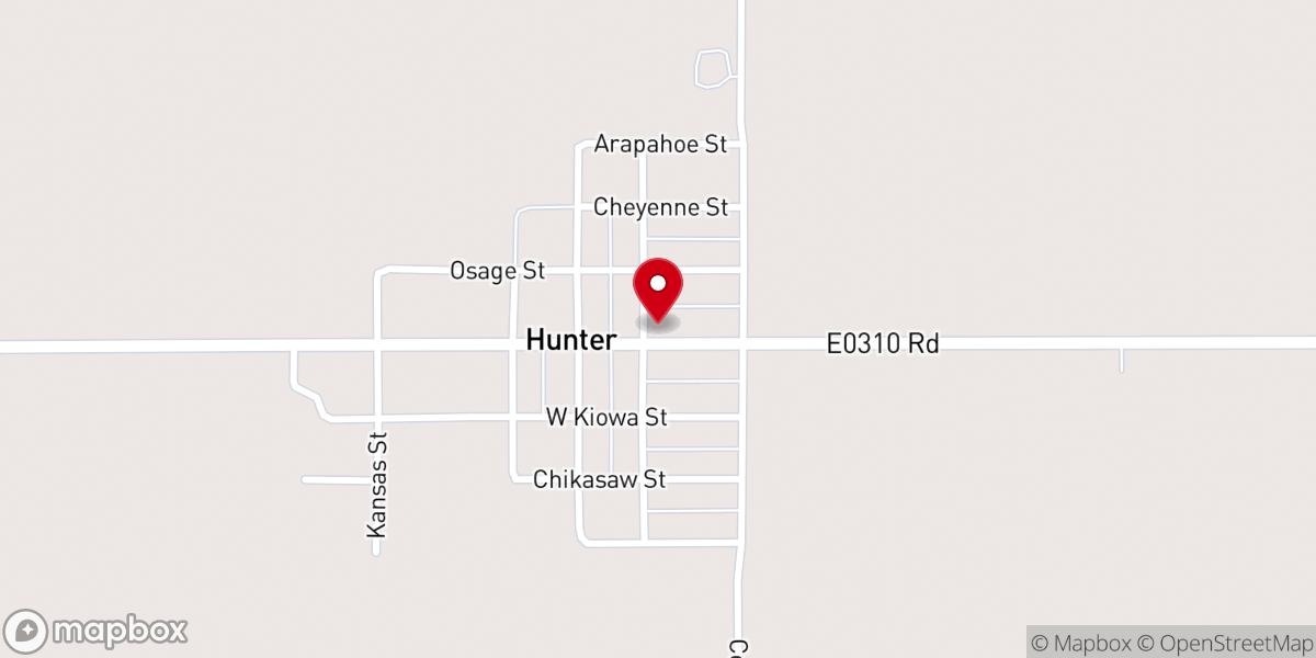 Map showing location of Hunter First Baptist Church