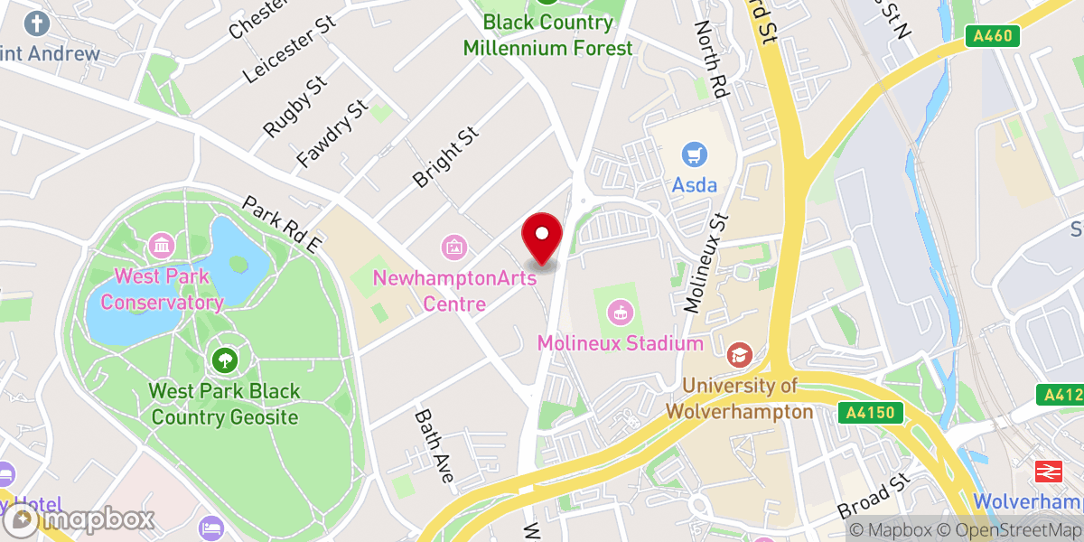 Map showing location of Spiritualist Church Wolverhampton