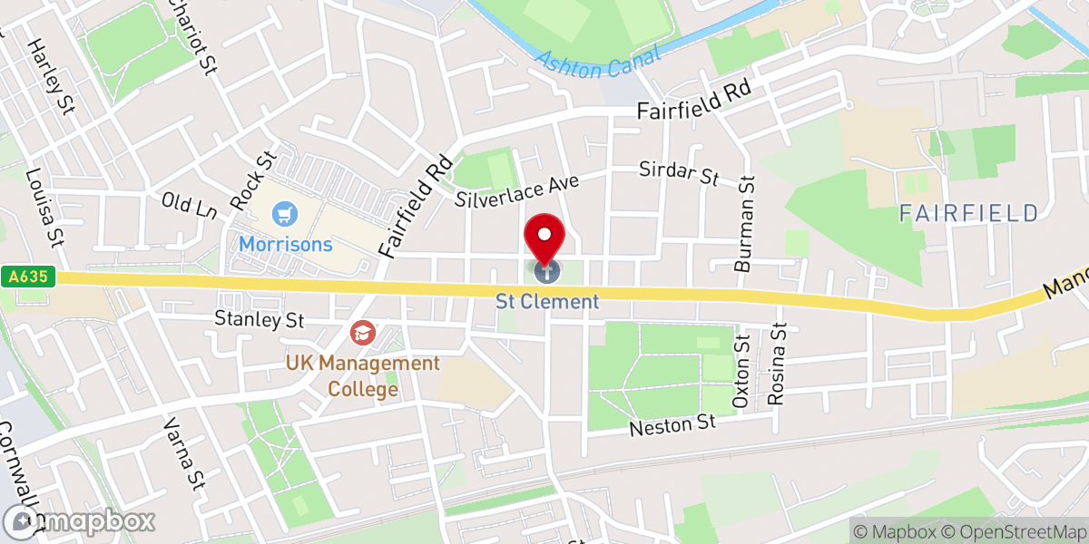 Map showing location of St. Clement’s Church Manchester