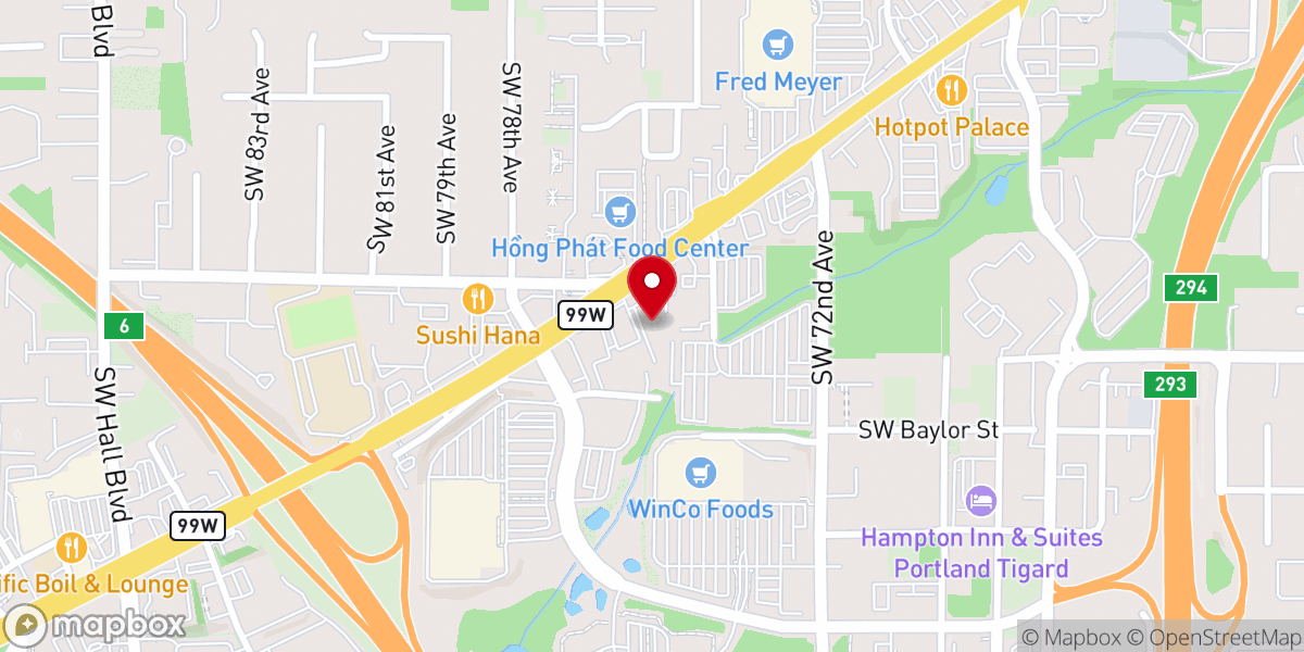 Map showing location of Palabra Miel Tigard