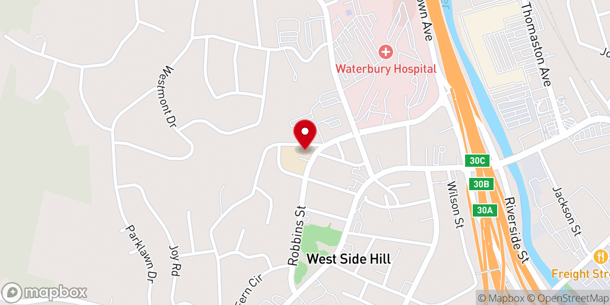 Map showing location of Catholic Academy of Waterbury