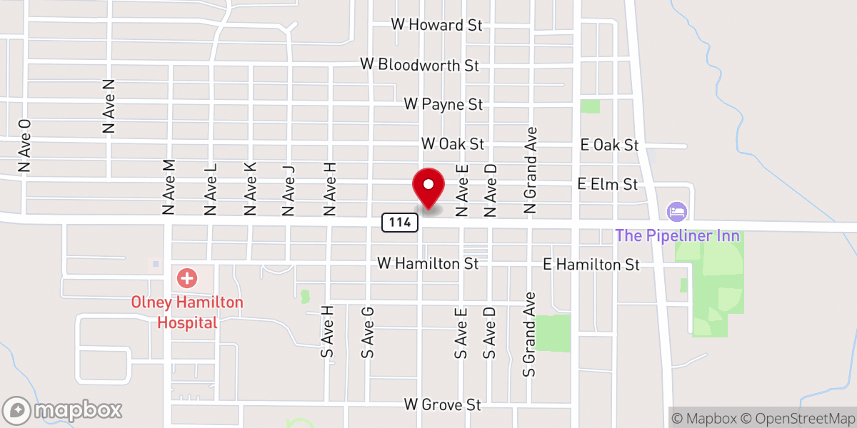 Map showing location of Olney Assembly Church