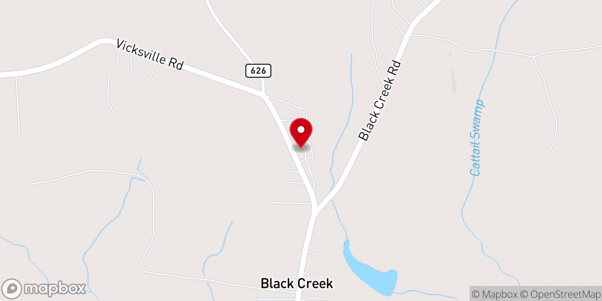 Map showing location of Black Creek Baptist Church