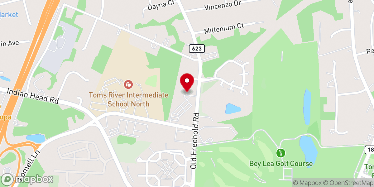 Map showing location of Ocean County Baptist Church
