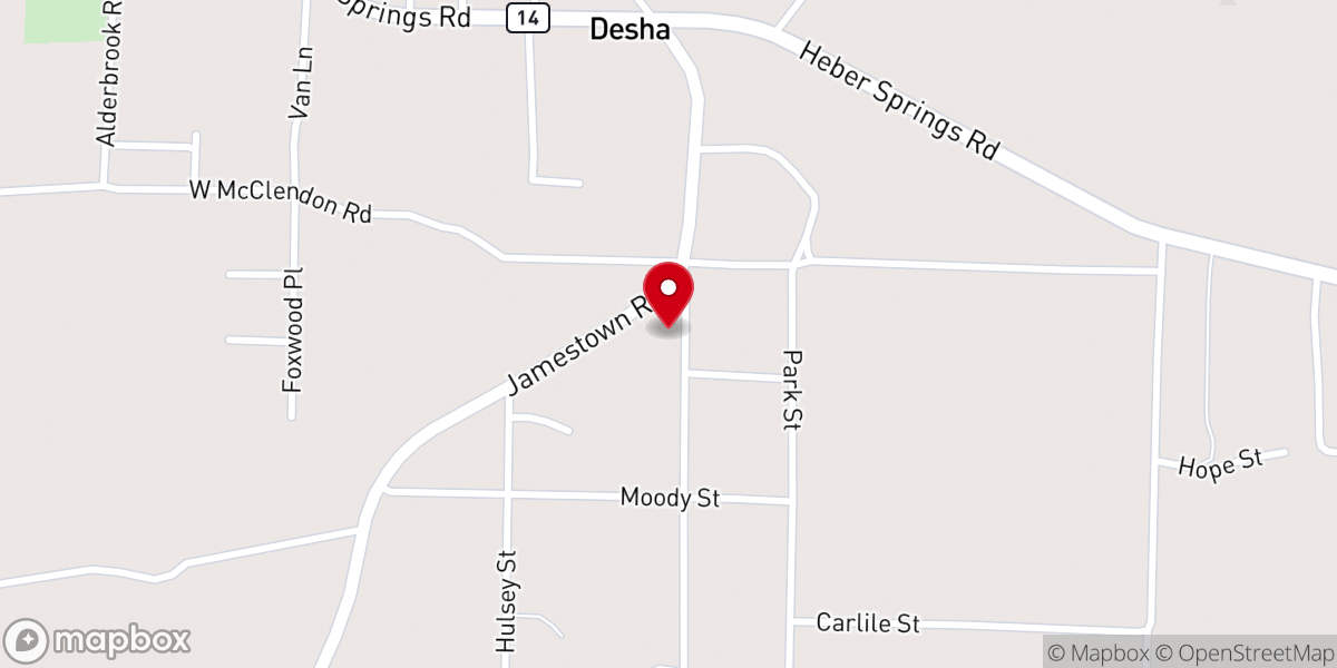 Map showing location of Desha United Methodist Church