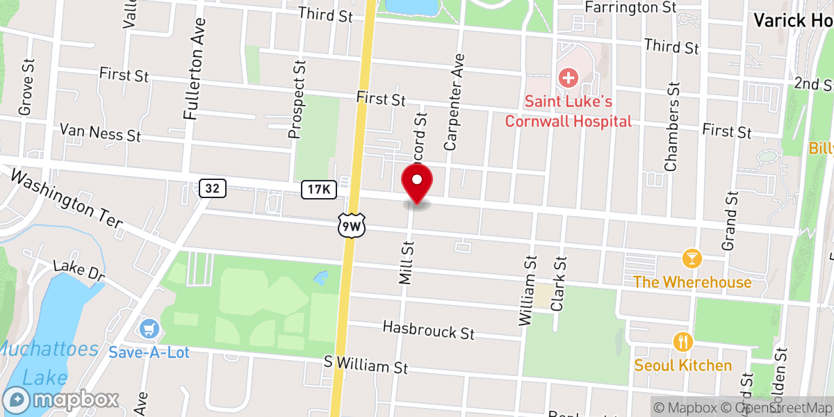 Map showing location of La Iglesia El Buen Pastor, Newburgh, NY