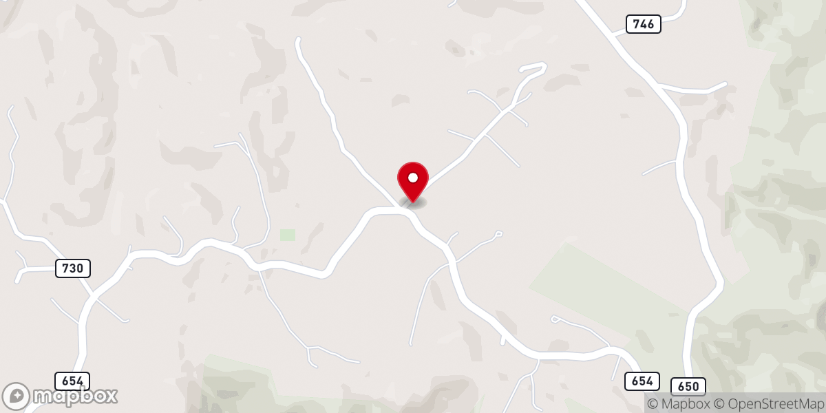 Map showing location of Sandy Ridge Church