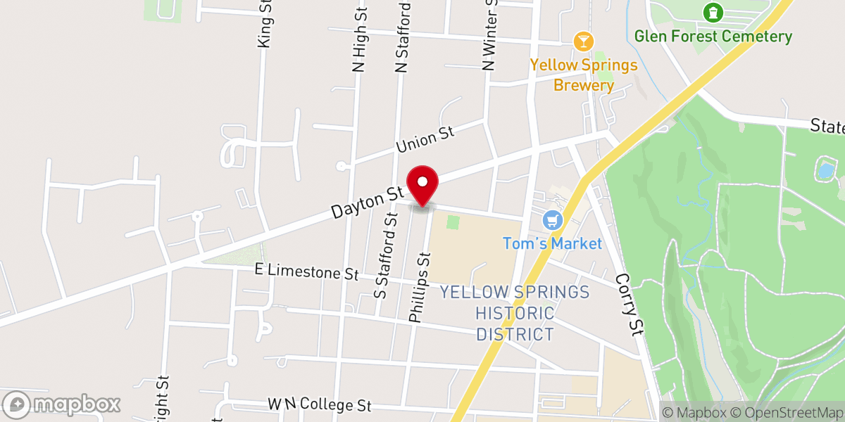 Map showing location of St Paul Catholic Church Yellow Springs