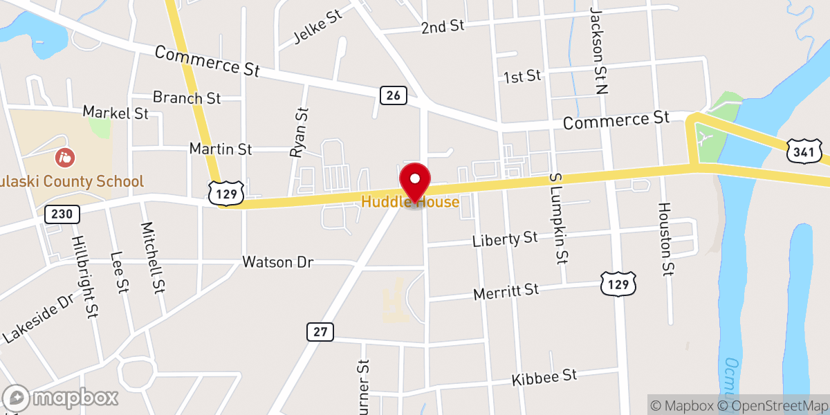 Map showing location of First Baptist Church of Hawkinsville