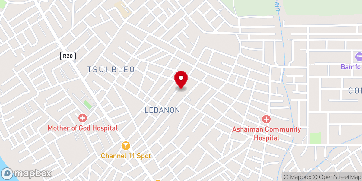 Map showing location of The Church Of Pentecost Ashaiman Lebanon District- Calvary Temple