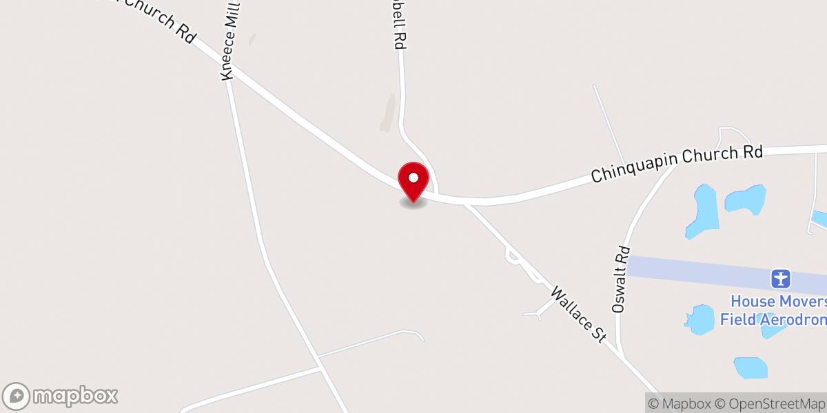 Map showing location of Chinquapain Baptist Church
