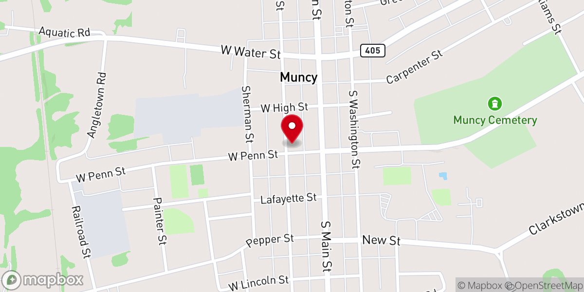Map showing location of Muncy Baptist Church