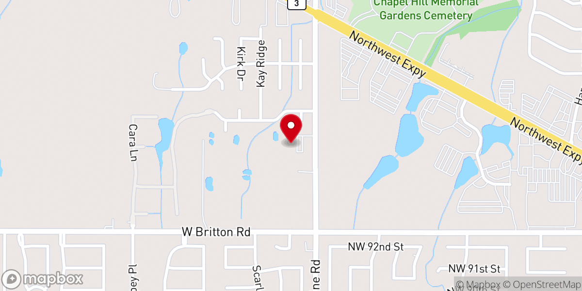 Map showing location of Harvest Hills Baptist Church