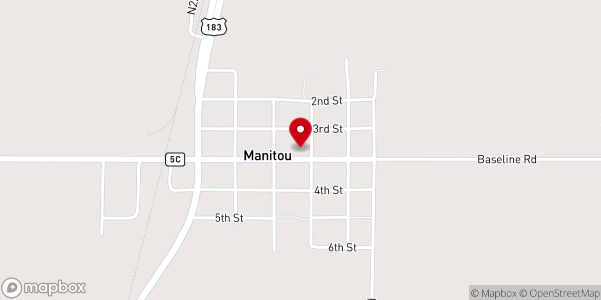 Map showing location of Manitou City Hall