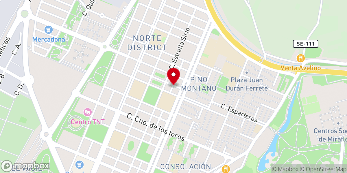 Map showing location of Iglesia Bíblica Sevilla