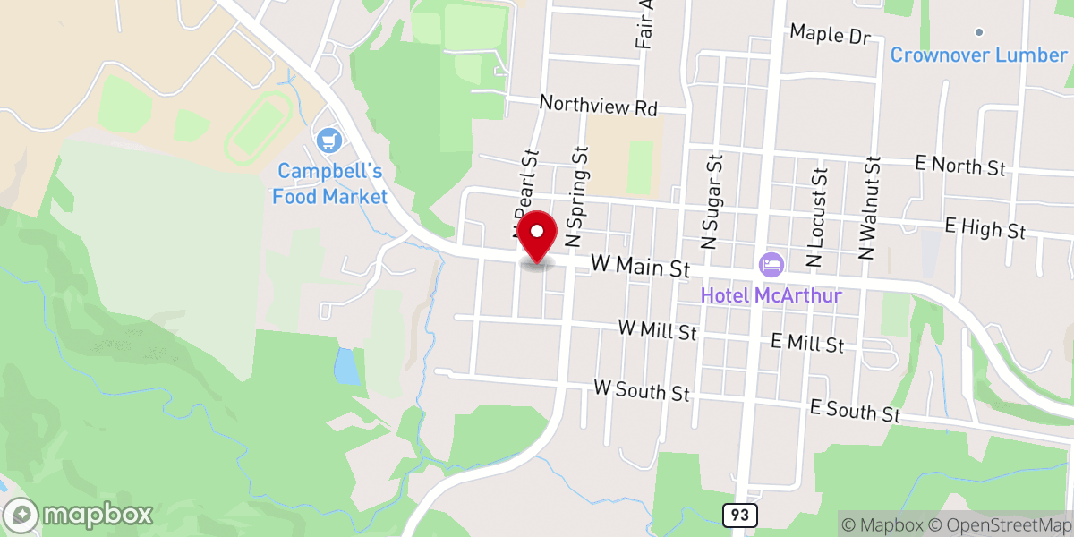 Map showing location of Mc Arthur Free Will Baptist