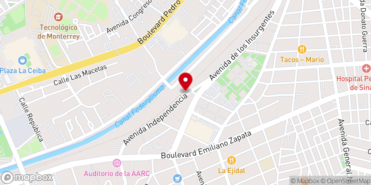 Map showing location of Capilla de Jesús Malverde