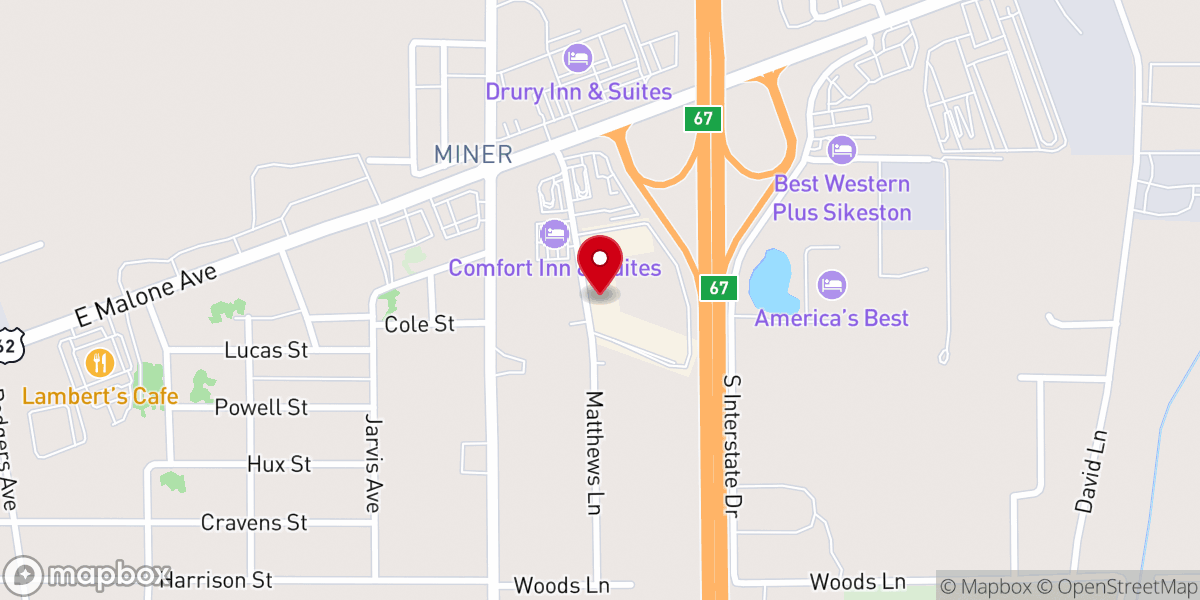 Map showing location of Sikeston Factory Outlet Stores