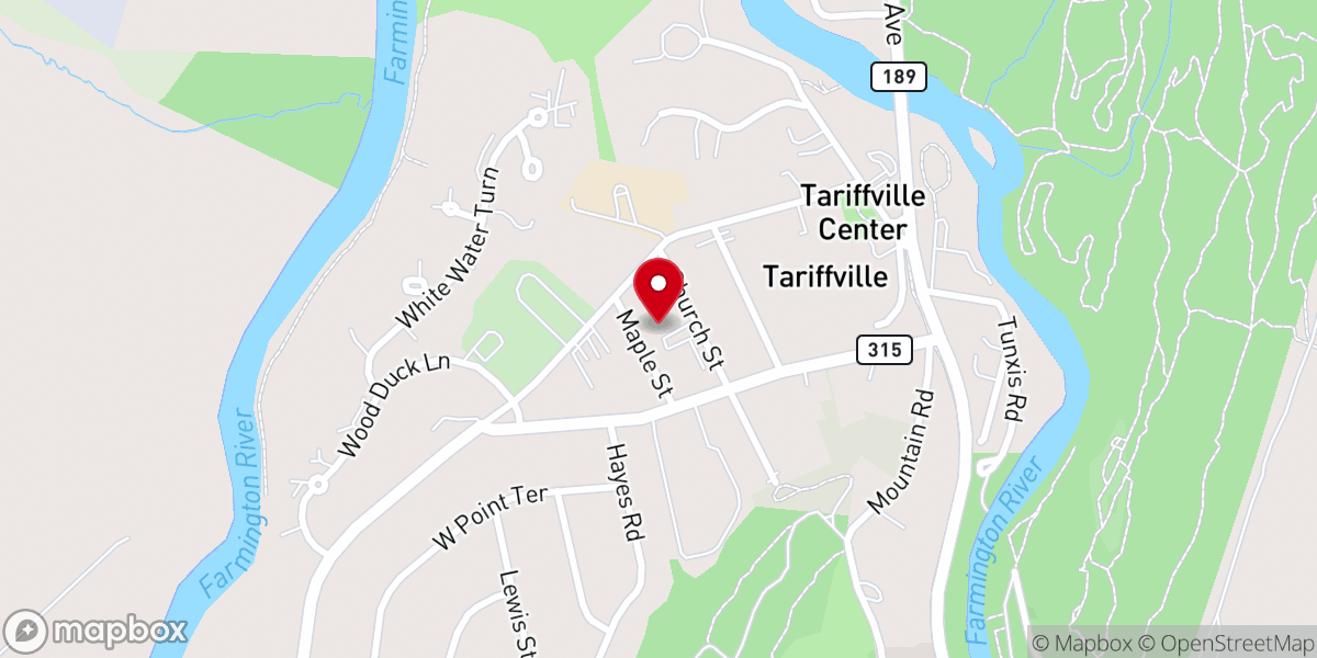 Map showing location of Trinity Church Tariffville