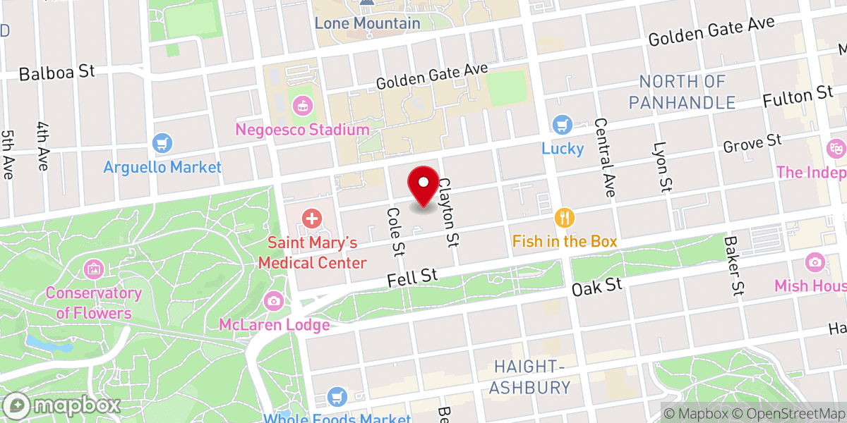 Map showing location of Citizens Church of San Francisco