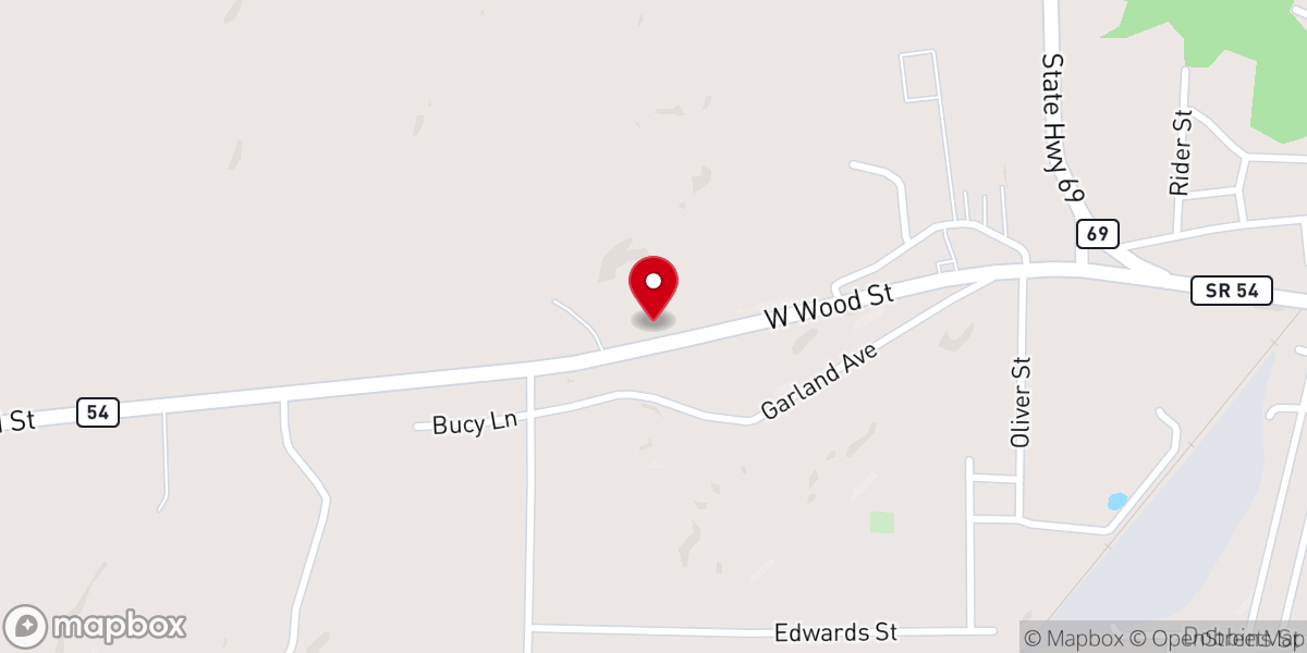 Map showing location of West Wood Pentecostal Church