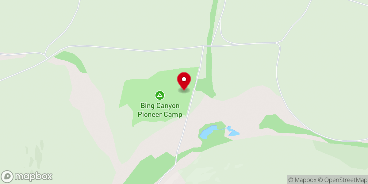 Map showing location of Bing Canyon Pioneer Camp
