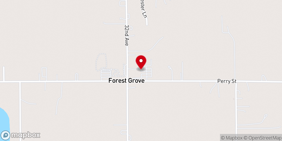 Map showing location of Forest Grove Church
