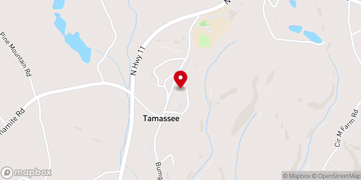 Map showing location of Tamassee Daughters of the American Revolution Church