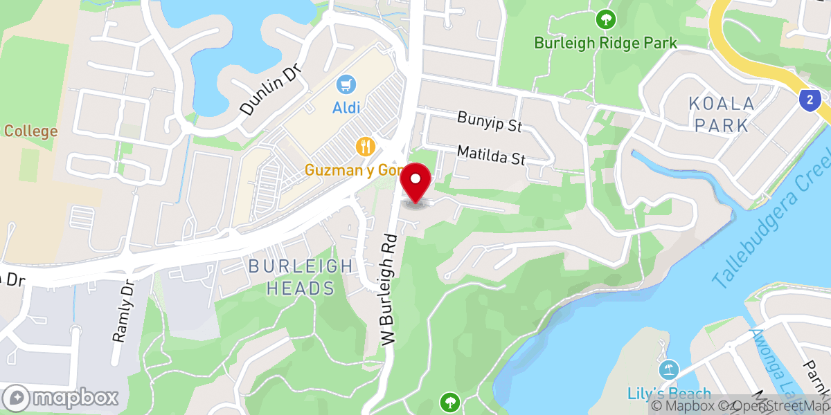 Map showing location of Burleigh Church of Christ