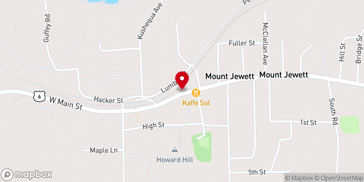 Map showing location of Mount Jewett Hilltop Heritage Coalition