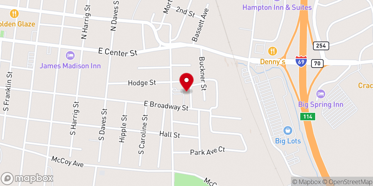 Map showing location of Park Avenue Baptist Church