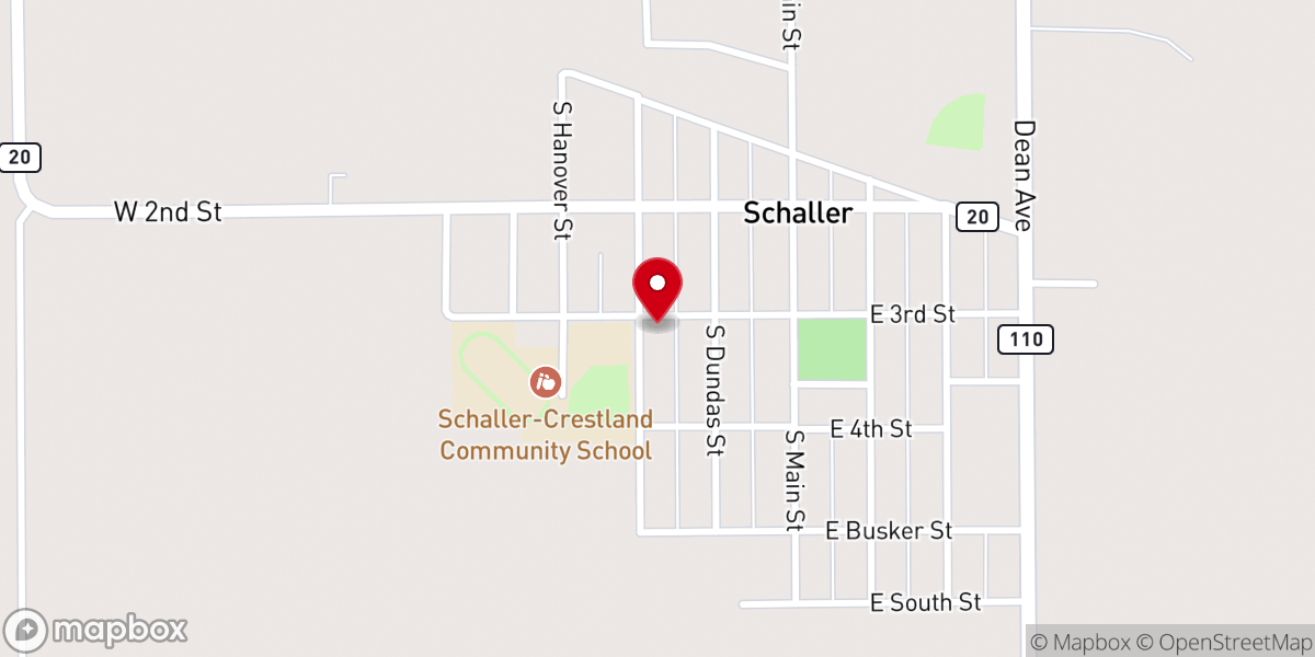 Map showing location of Schaller United Methodist Church