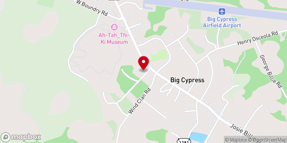Map showing location of Big Cypress First Baptist Church