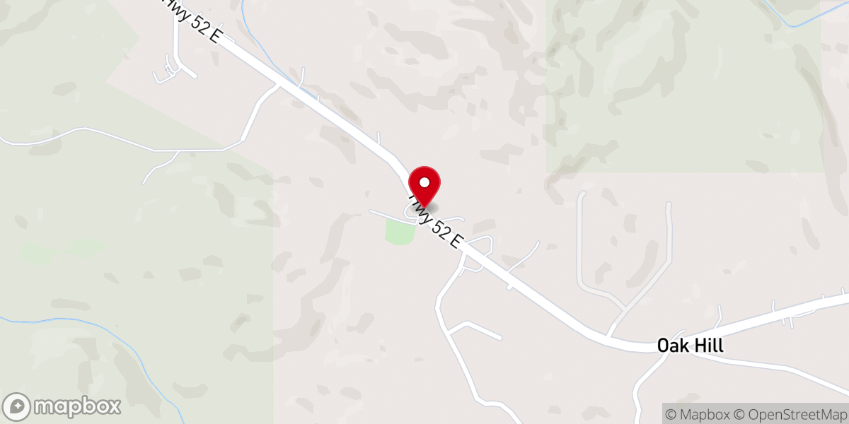 Map showing location of Oak Hill Church