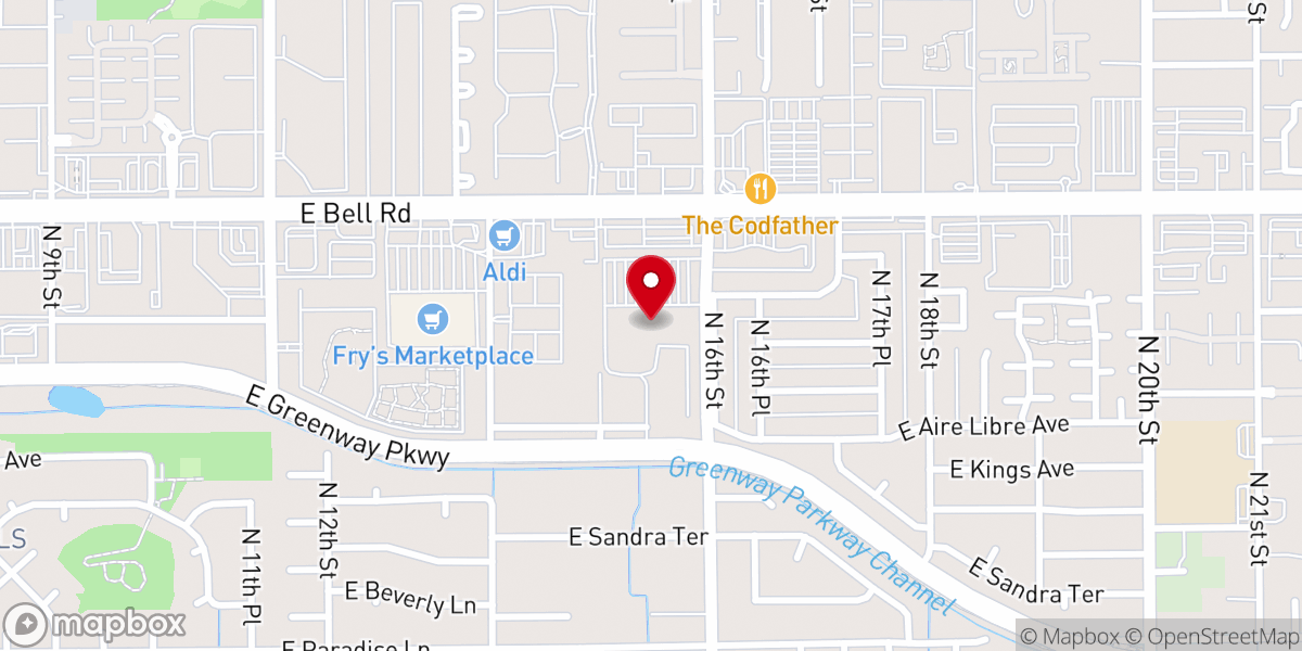 Map showing location of Unity of Phoenix Spiritual Center