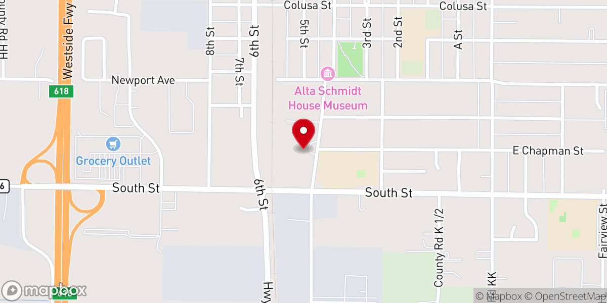 Map showing location of Harvest Baptist Church