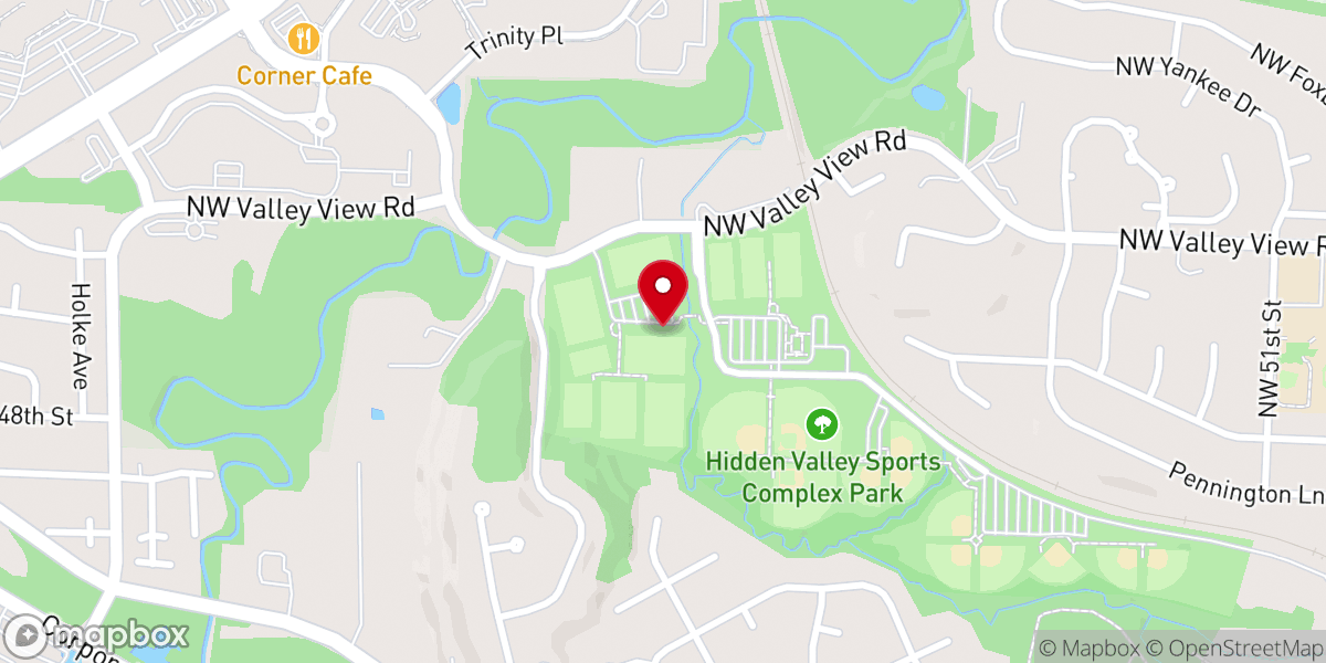 Map showing location of Hidden Valley Sports Complex