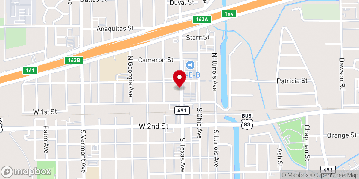 Map showing location of Iglesia De Cristo Washington Ave Mercedes Tx