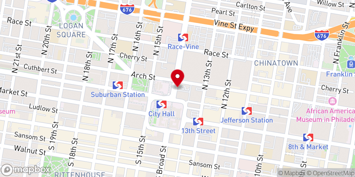 Map showing location of Arch Street United Methodist Church