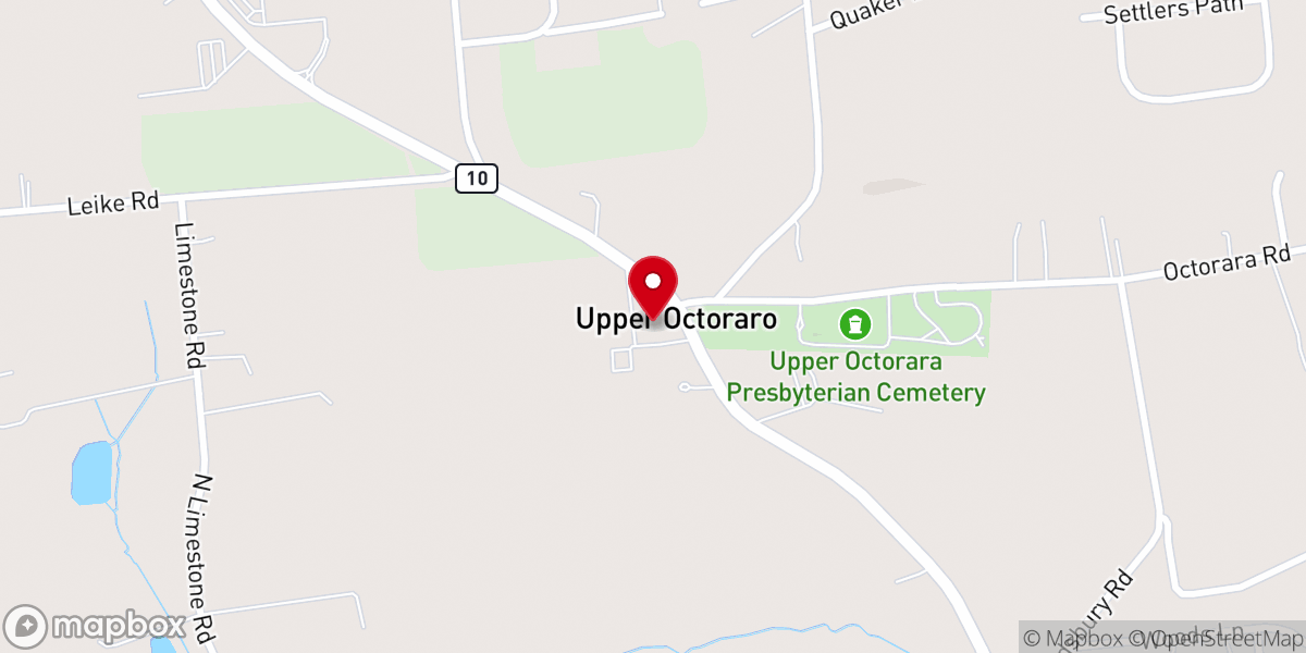 Map showing location of Upper Octorara Presbyterian Church