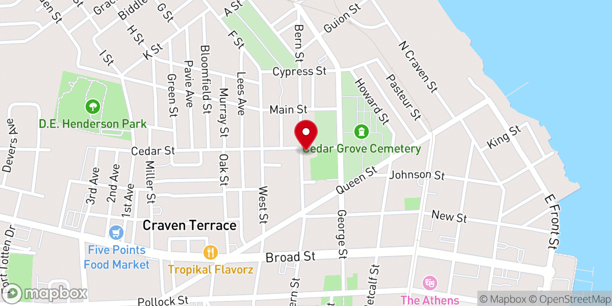 Map showing location of Ebenezer Presbyterian Church