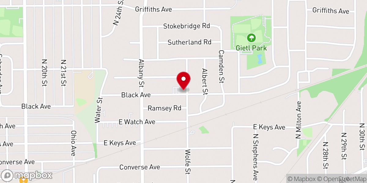 Map showing location of Eastview Baptist Church