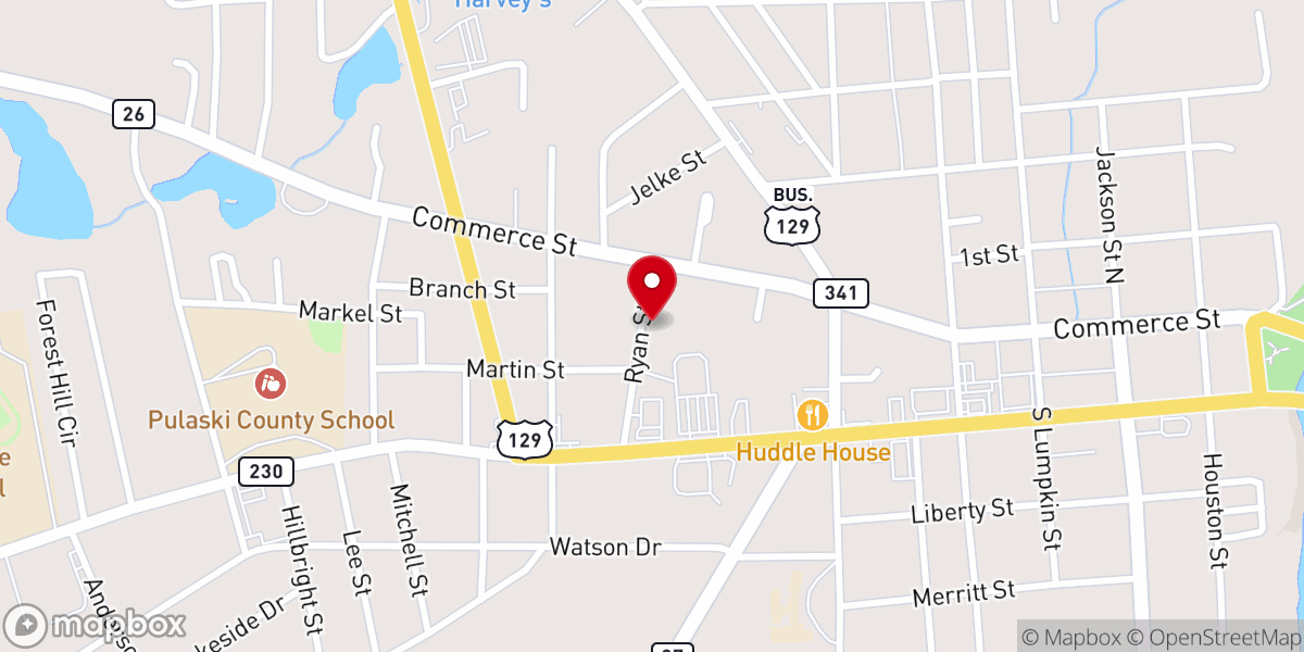 Map showing location of Riverside Baptist Church